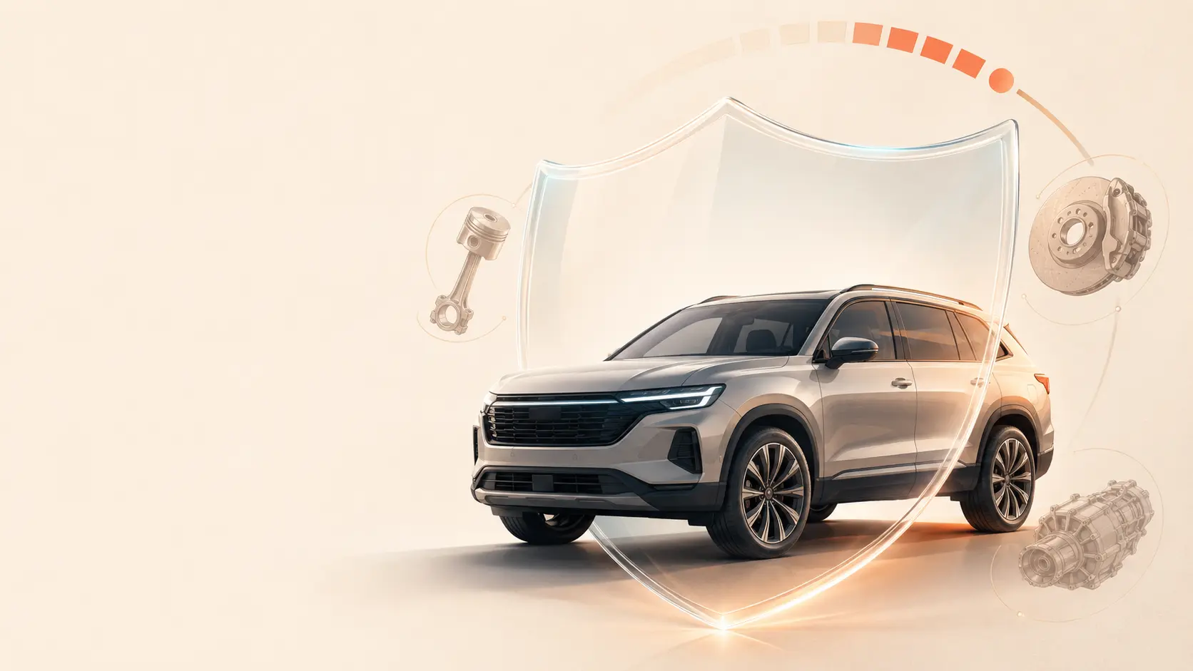 Animated vehicle protected by a translucent coverage shield